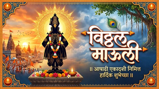  Majestic Lord Vitthal Murti Ashadhi Ekadashi Banner