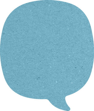 Blue Paper Texture Speech Bubble Icon for Chat and Communication Design with Recycled Cardboard Look and Empty Space for Text