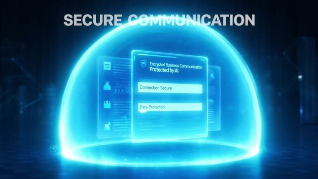Digital shield protecting encrypted business data in this high tech motion footage for cyber security presentations