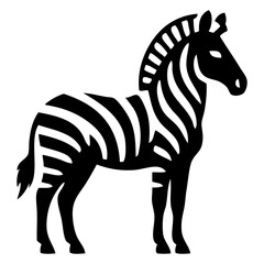 Fototapeta premium Logotipo de fauna africana. Icono con dibujo sencillo con la silueta de una cebra de pie vista de perfil 