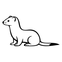 Obraz premium Icono con dibujo sencillo con líneas de una comadreja o armiño sentado de perfil 
