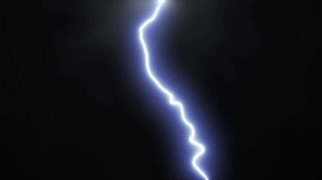Realistic lightning bolts striking during a dark storm with lightning flashes in storm cloud, thunder lightning crack overlay effect black screen background, 4k animation