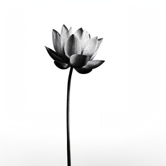 Obraz premium Minimal black and white flower illustration with elegant stem