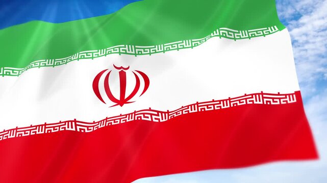 Iran Flag Seamless Loop 4k 60fps on Sky Background