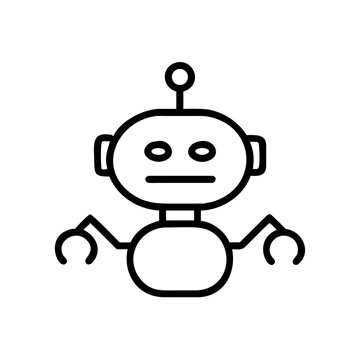 Sad robot line icon vector isolated on transparent background.