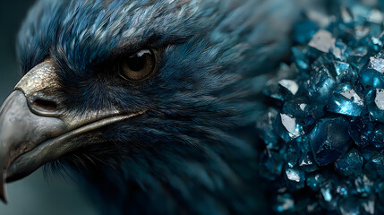Fototapeta premium Mystical blue phoenix bird luminous feathers wallpapers