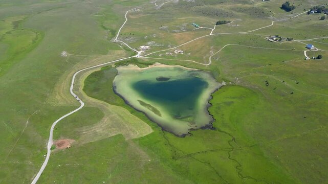 Drone View of Fish Lake (Riblje Jezero) in Durmitor, Montenegro