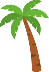 Palm tree vector illustration with green leaves and brown trunk for tropical summer beach vacation designs in simple flat cartoon style © auru