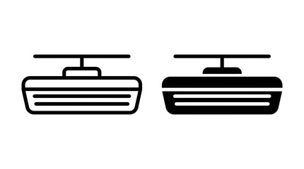 Obraz premium Aerial tramway car icon set featuring outline and solid black graphic symbols transport interface minimalist collection pictogram abstract illustration silhouette