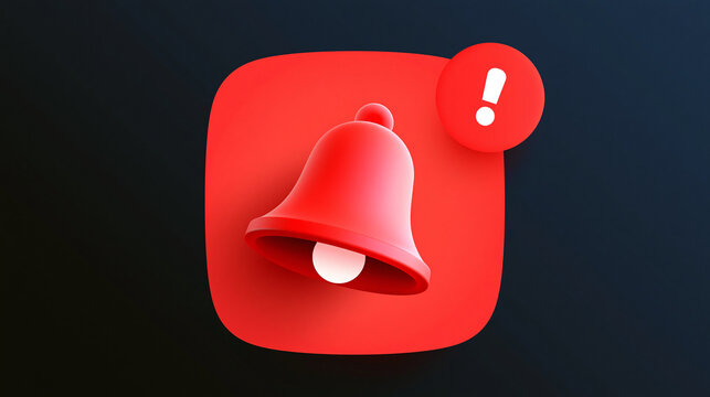 notification alert bell icons displayed in bright red square and circle backgrounds, mobile app reminder concept, incoming message alert, technology, icon, modern, minimal,