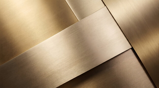Brushed gold metal texture, elegant bronze metallic background, abstract geometric brass plates for luxury industrial design