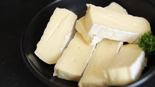 Cheese Brie or Camembert soft white-mold cheese dairy product appetizer food preparation vegetable dish tasty snack fresh, delicious gourmet, rustic food background on the table  rustic food top view 