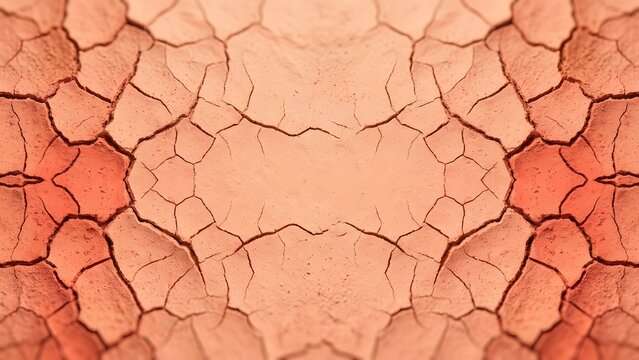 Cracked earth texture with red and orange hues, abstract pattern.