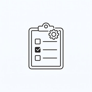 Clipboard checklist with gear icon symbolizing task management and process optimization