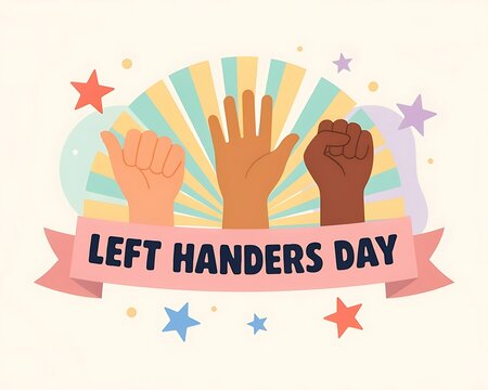 International left handers day colorful design. Left-Handers Day text design.

