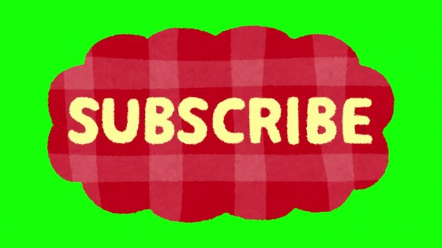 Red Plaid Cloud Subscribe Button Animation Green Screen