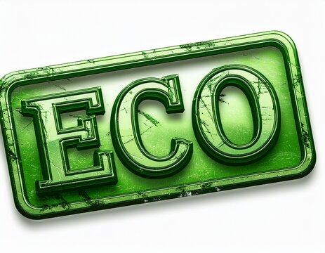 green eco ink rubber stamp sign with a grunge texture effect