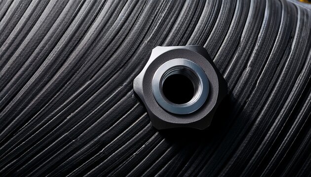 close up of durable black textured industrial surface with bolt detail