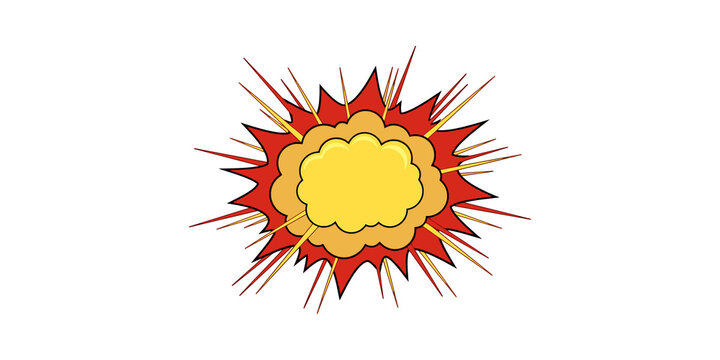 Comic book explosion speech bubble graphic featuring bright colors and dynamic sharp points isolated on transparent background illustration.