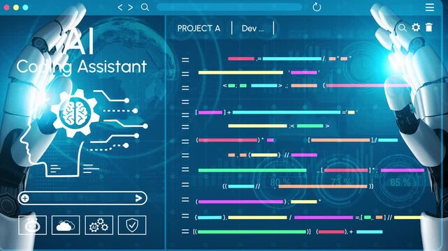 Futuristic Artificial Intelligence Coding Assistant Interface with Robotic Arm and Project Management Features for Software Development. Entropy.