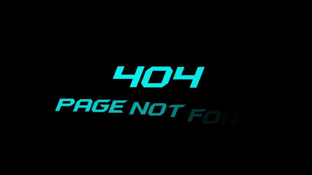 404 error page not found Suitable for website error pages or technology related designs.4k animation with alpha channel on transparent background