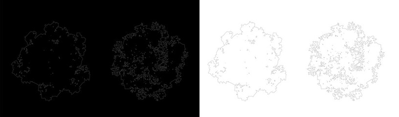 Top view of detailed tree foliage outlines for architectural floor plans and landscape design projects needing realistic vegetation representation models. © MDAKTARUL