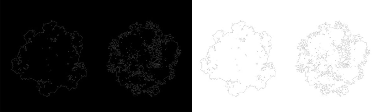 Top view of detailed tree foliage outlines for architectural floor plans and landscape design projects needing realistic vegetation representation models.