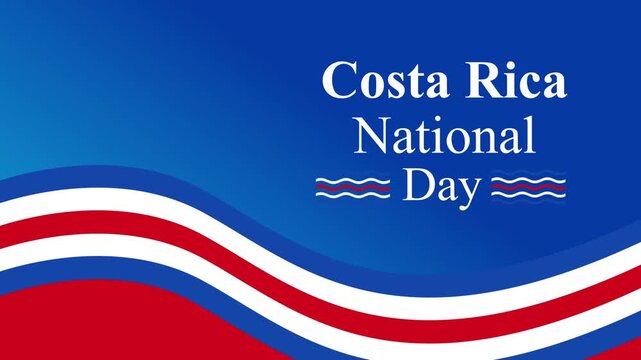 Happy National Day Costa Rica with Costa Rica flag and typography 4k video Animation.