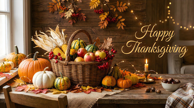 A bountiful and heartwarming thanksgiving display filled with autumn's colors and the spirit of gratitude and togetherness
