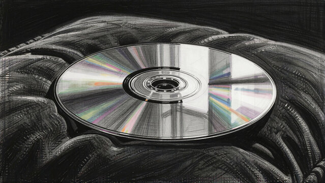 karaoke cd on a dark textured background in artistic black style