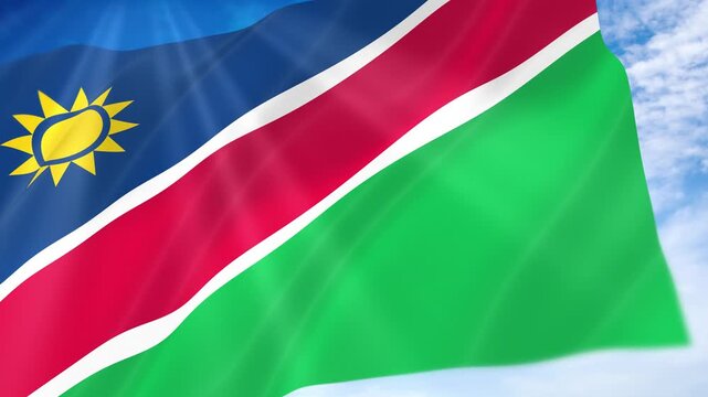 Namibia Flag Seamless Loop 4k 60fps on Sky Background