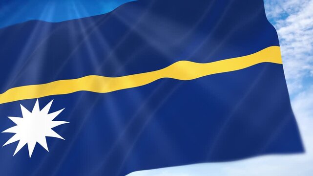 Nauru Flag Seamless Loop 4k 60fps on Sky Background