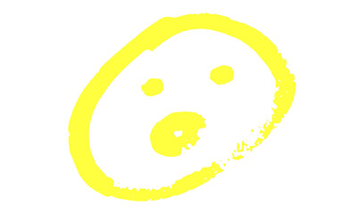 yellow drawing surprised face, created with a thick crayon line, against a clean white background.