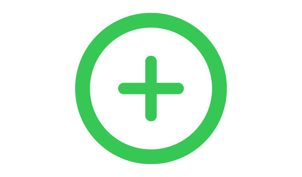 simple green circle with plus sign symbol isolated simple icon