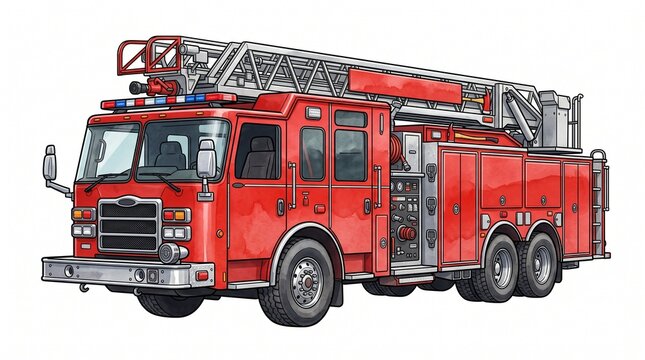 Professional vector illustration of a modern fire truck
