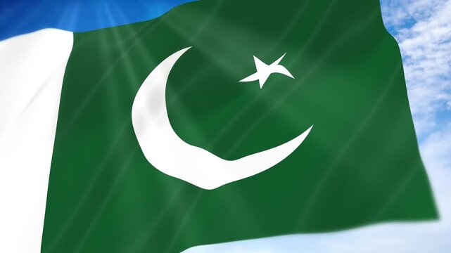 Pakistan Flag Seamless Loop 4k 60fps on Sky Background