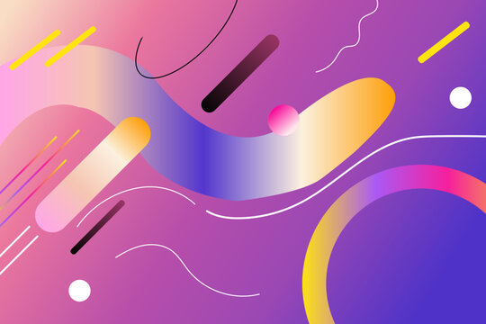 Modern Abstract Memphis Pattern Background with Gradient Shapes