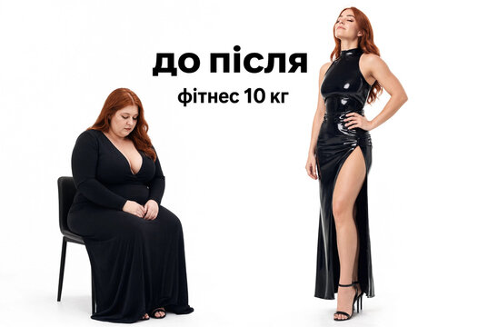 Woman's dramatic 10 kg weight loss transformation before and after fitness journey in black dress