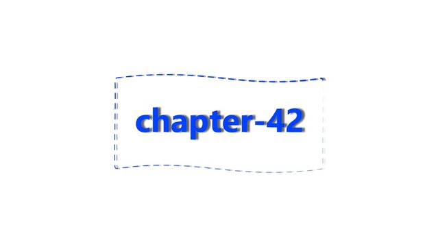 Blue text reading chapter-42 centered inside a simple rectangular frame with a dashed wavy and bottom border on a white background