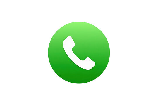 Green circular phone call icon isolated on transparent background