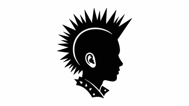 Punk Rocker Profile Silhouette with Mohawk Haircut