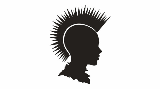 Punk Rocker Profile Silhouette with Mohawk Haircut