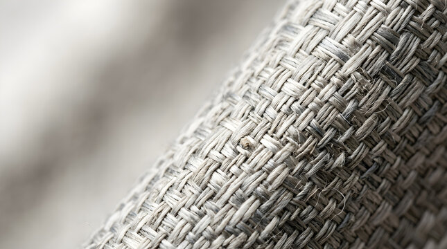 Woven burlap fabric texture with coarse brown fibers creates natural rustic backdrop.