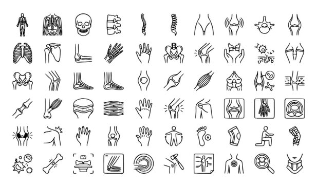 Joint Pain and Musculoskeletal Anatomy Thin Line Icon Collection