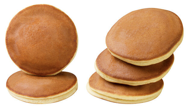 Dorayaki Japanese pancakes stacked and isolated on white background high resolution PNG for food menu design and commercial advertisement display