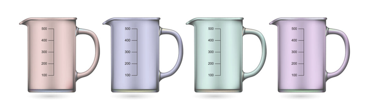 Colorful measuring cups for cooking and baking on transparent background