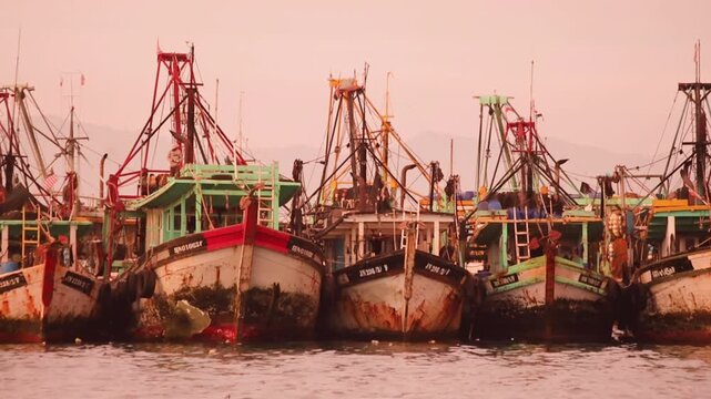 Spectacular sunset in the port of Kota Kinabalu Borneo Malaysia