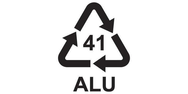 Recycling symbol for aluminum with number 41 and ALU text.