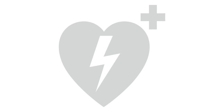 White automated external defibrillator icon for medical and healthcare signage.