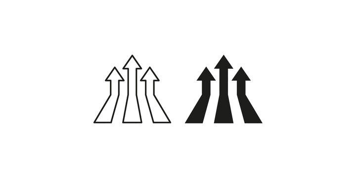 Multiple arrows pointing upwards in outline and solid black, symbolizing progress and growth.